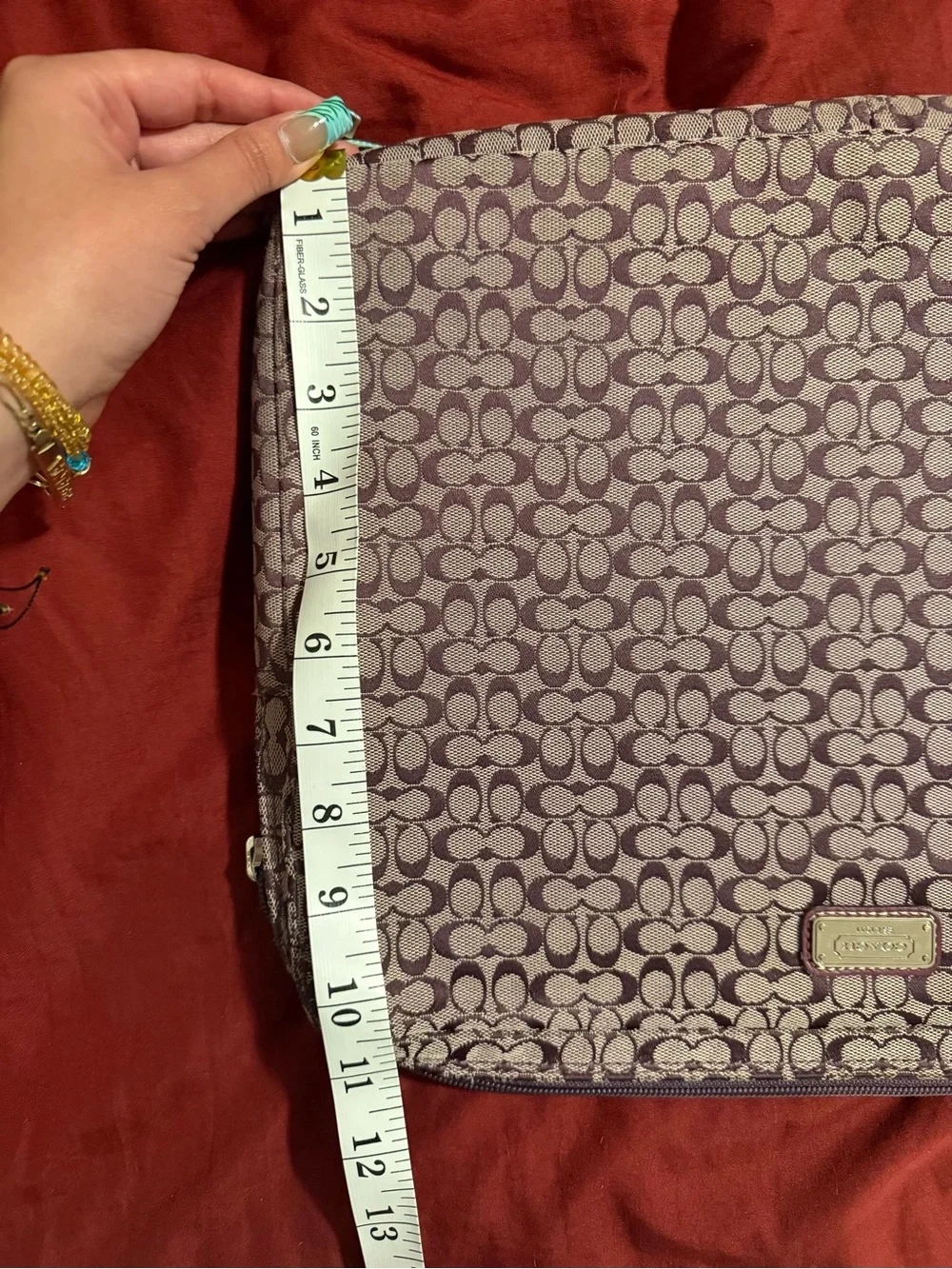 Coach Purple and Tan Signature Laptop Sleeve